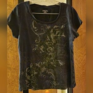 St. John's Bay Black Floral Tee